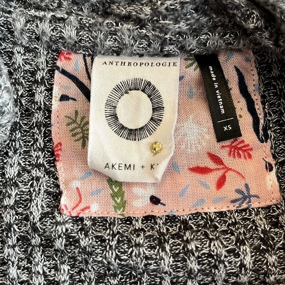 ANTHROPOLOGIE | Akemi + Kin woodruff sweater, gray open front sweater, size XS - Picture 3 of 4